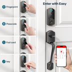SMONET Front Door Lock Set Keyless Entry, Smart Door Lock with Handle, Fingerprint Keypad Bluetooth Alexa Deadbolt Lockset Suitables for Rental Management and Smart Home Residents