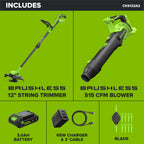 Greenworks 24V 12 in String Trimmer & 515 CFM Blower Combo, 3.0 Ah Battery