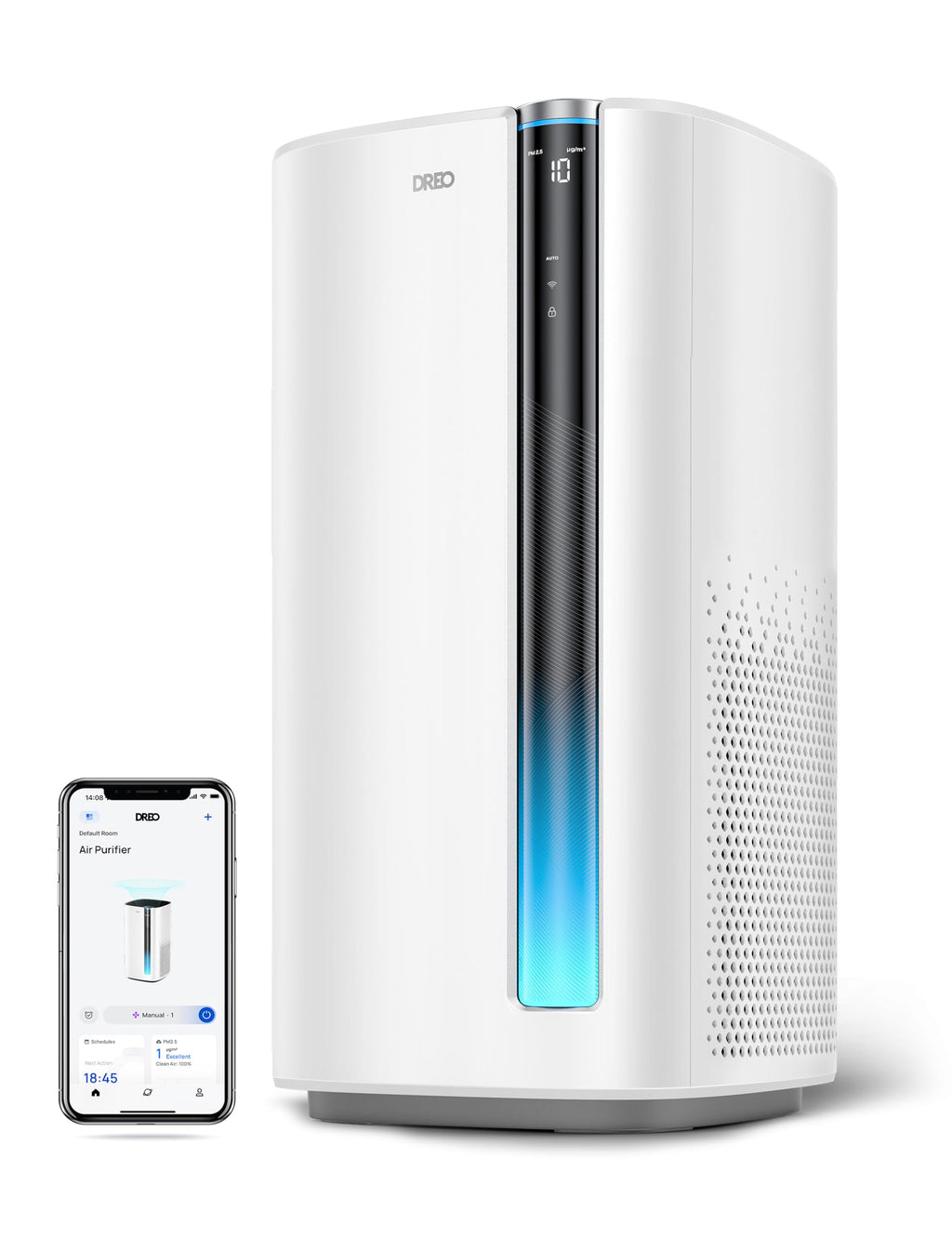 DREO Smart Air Purifier for Home, Washable Pre-Filter, Large Rooms Air Cleaner with Wi-Fi/Voice/Alexa,Smoke,Dust,Pollen,Odor,PM2.5 Monitor, 4 Speeds & Auto/Turbo/HEPA Sleep Mode, DR-HAP003AS Black