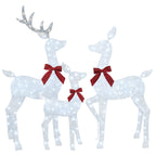 5 FT Oversized Christmas Decorations Outdoor Lighted Reindeer – 3-Piece 2D Deer Family Set with 160 Warm White LED Lights for Yard, Lawn, Garden & Porch Holiday Display - White