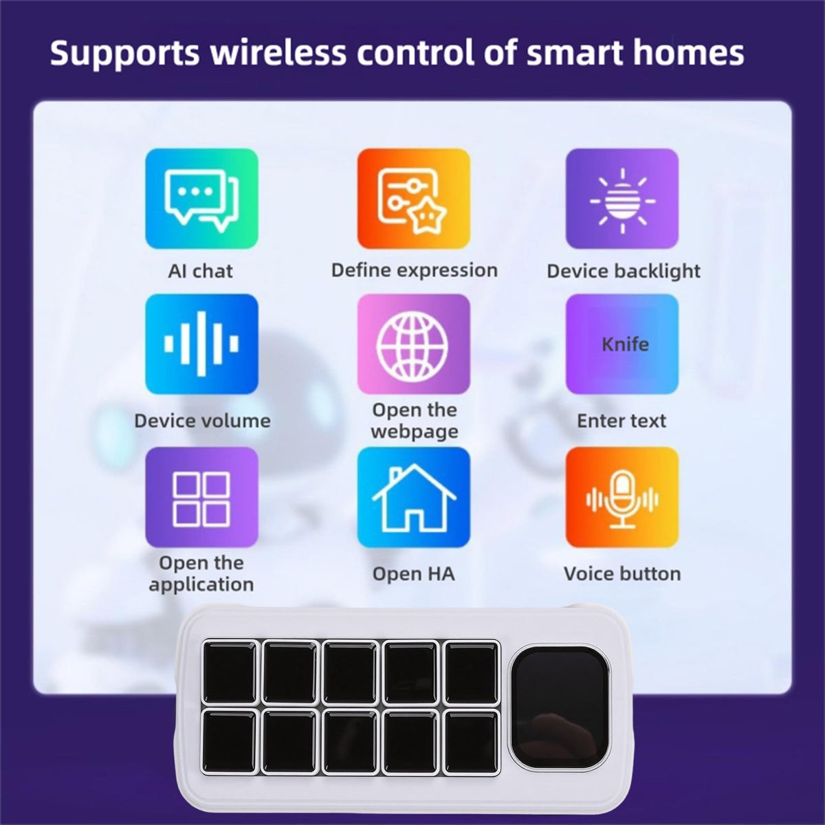 AI Voice Control Panel with LCD Macro Keys for Efficient Task Automation and Theme Modification for Smart Home Use (White)