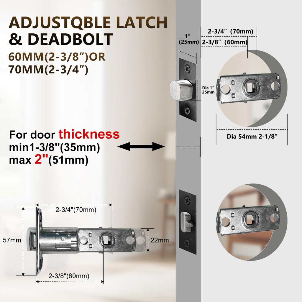 Exterior Double Door Lever Handleset,Solid Door Handle Lock Set (Keyed and Dummy Set) - Matte Black,MDHST2017DB-SET-BR