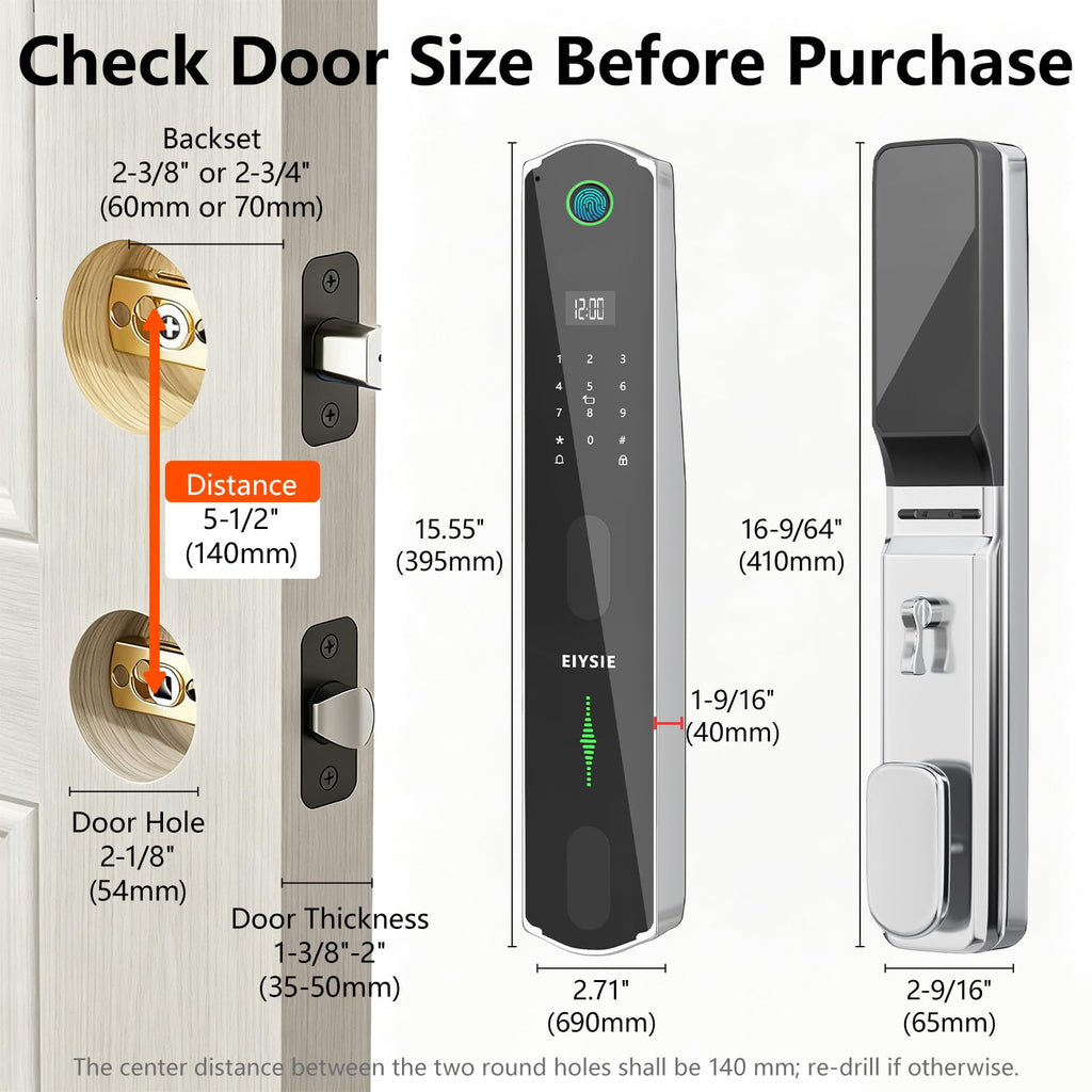 EIYSIE WiFi Smart Lock for Front Door, 6-in-1 Keyless Deadbolt, No Camera