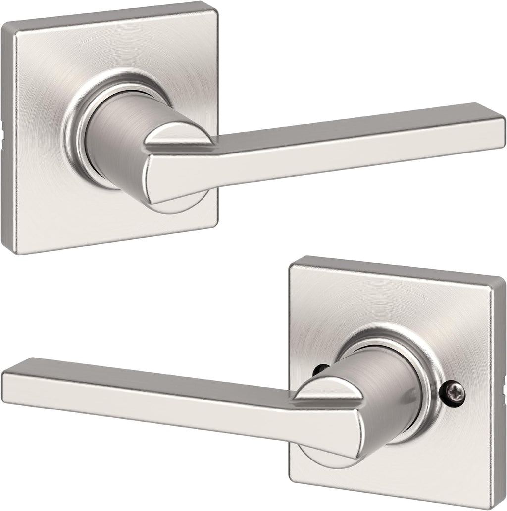 Kwikset Casey Entry Door Handle with Lock and Key, Secure Keyed Reversible Lever Exterior, for Front Entrance and Bedrooms, Matte Black, 4 Pack, Pick Resistant SmartKey Rekey Security and Microban