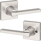 Kwikset Casey Entry Door Handle with Lock and Key, Secure Keyed Reversible Lever Exterior, for Front Entrance and Bedrooms, Matte Black, 4 Pack, Pick Resistant SmartKey Rekey Security and Microban