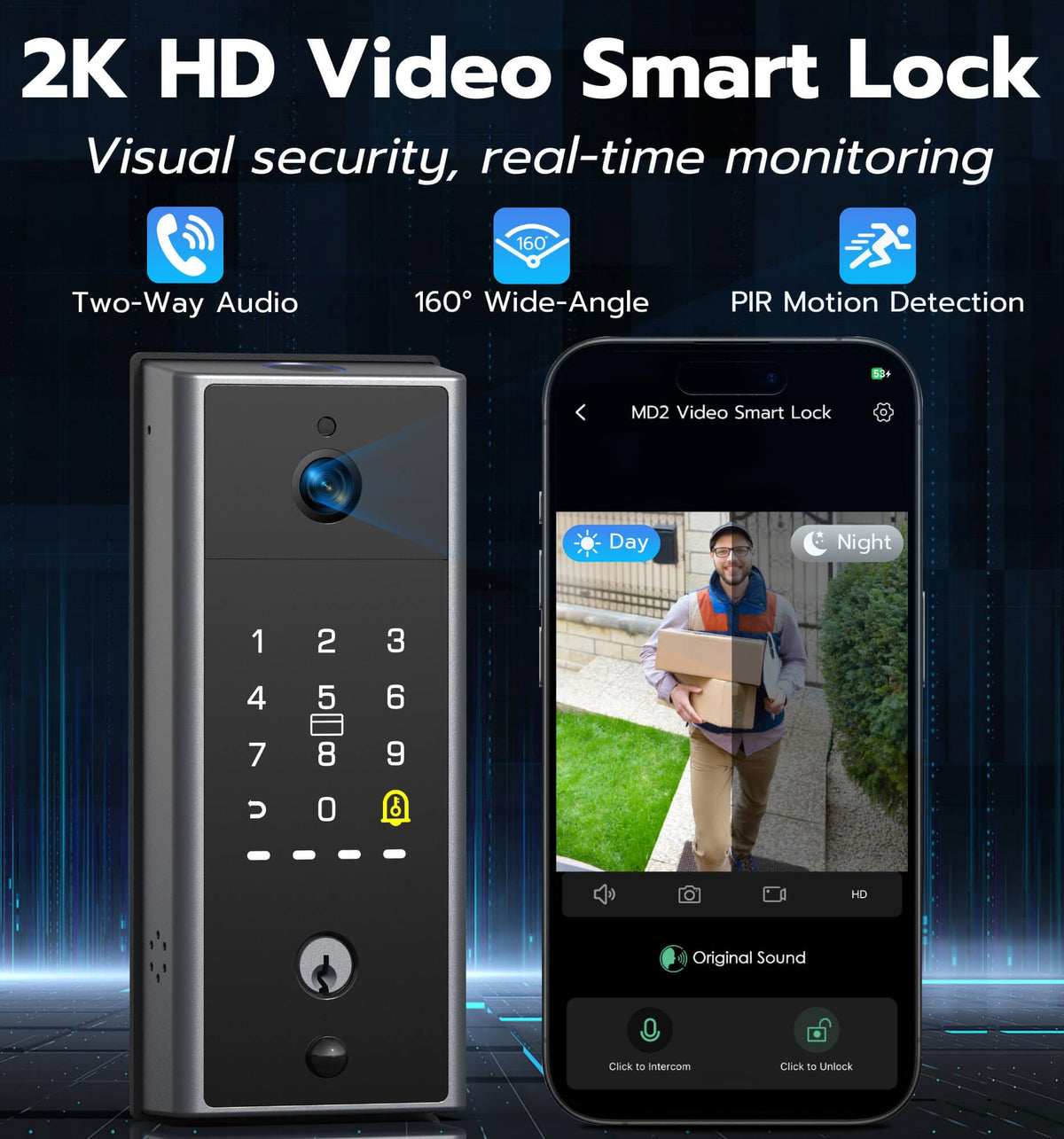 Smart Deadbolt Lock with Camera, Keyless Entry Door Lock for Front Door