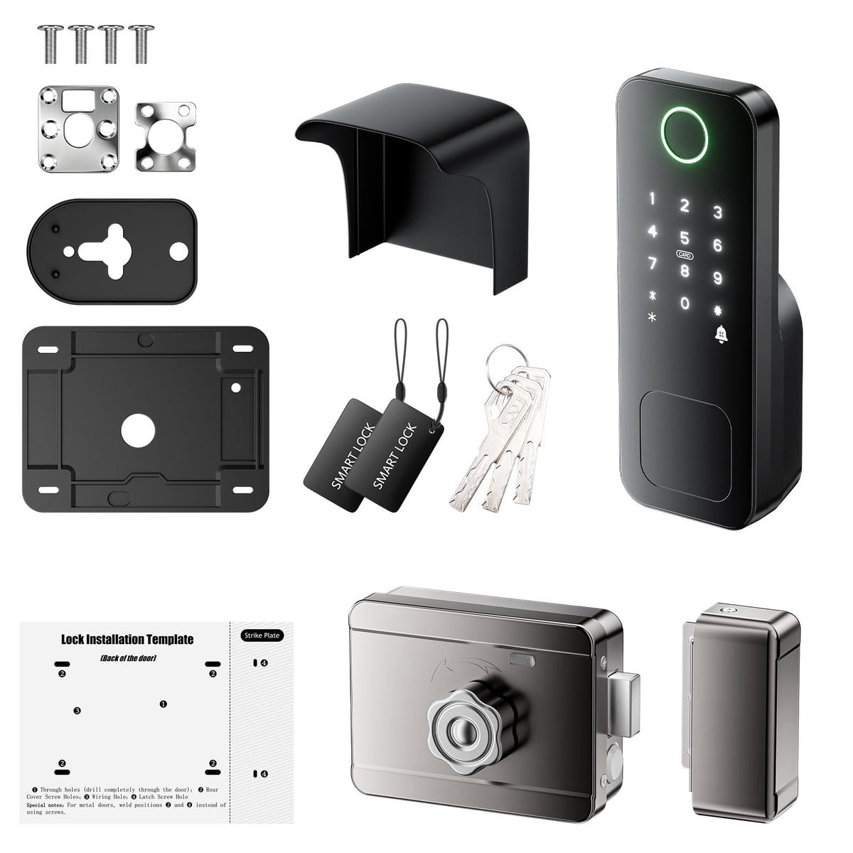 Smart Gate Lock, Electronic Gate Locks for Outdoor Fence, Smart Rim Lock