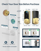 SMONET Smart Lock Brass Fingerprint Deadbolt, Keyless Entry Door Lock