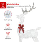 5 FT Oversized Christmas Decorations Outdoor Lighted Reindeer – 3-Piece 2D Deer Family Set with 160 Warm White LED Lights for Yard, Lawn, Garden & Porch Holiday Display - White