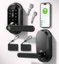 Smart Lock Keypad Door Lock with Handle, WiFi Keyless Entry Door Lock with Handle,Door Keypad Locks with Alexa & Google Assistant,Voice Control & APP Remote Control,Fingerprint,PIN Code,Mechanical Key