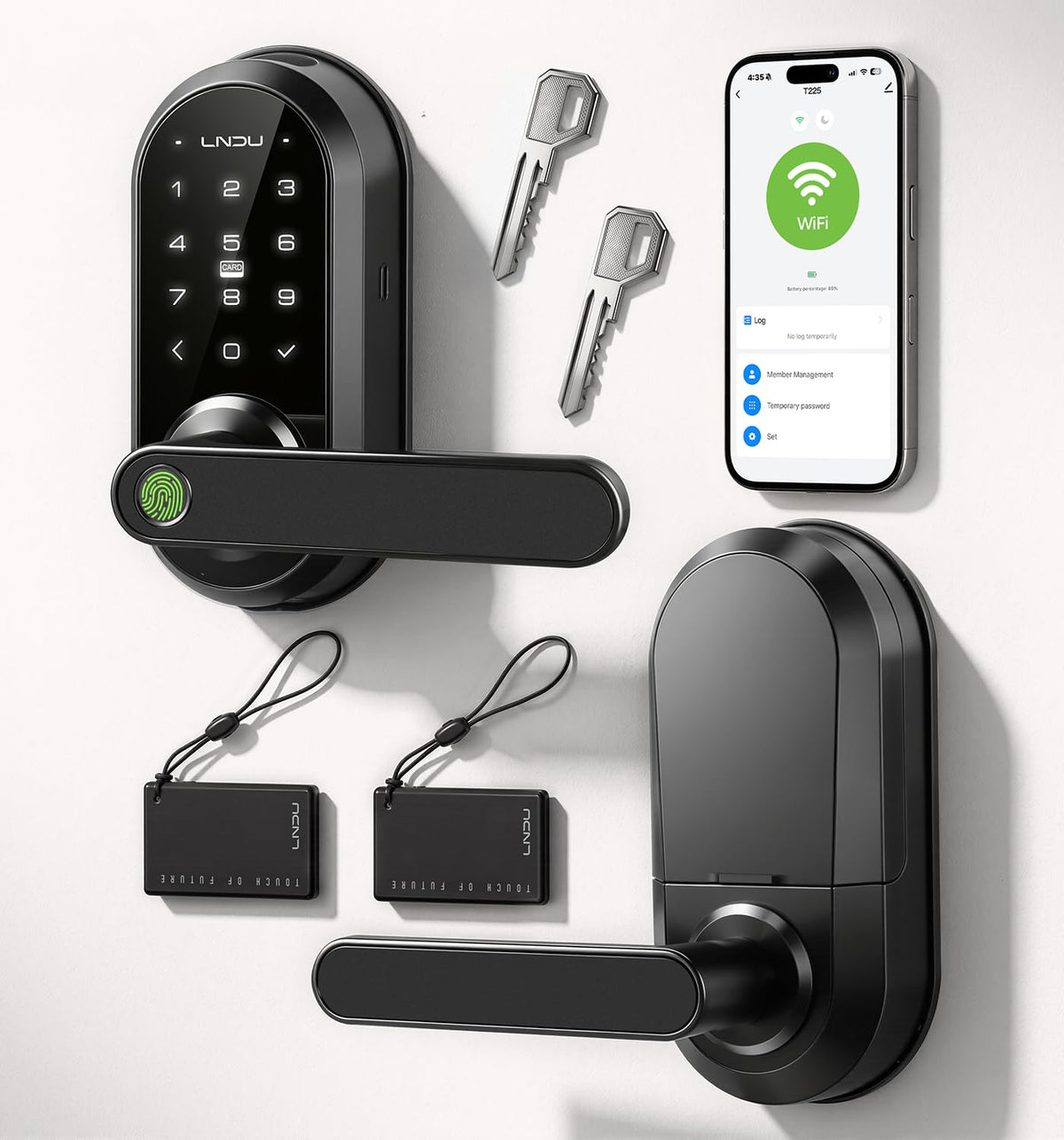 Smart Lock Keypad Door Lock with Handle, WiFi Keyless Entry Door Lock with Handle,Door Keypad Locks with Alexa & Google Assistant,Voice Control & APP Remote Control,Fingerprint,PIN Code,Mechanical Key