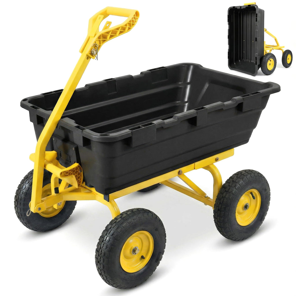 Sekey Garden Dump Cart, 1400 lb Capacity, Towable, 10 in Tires