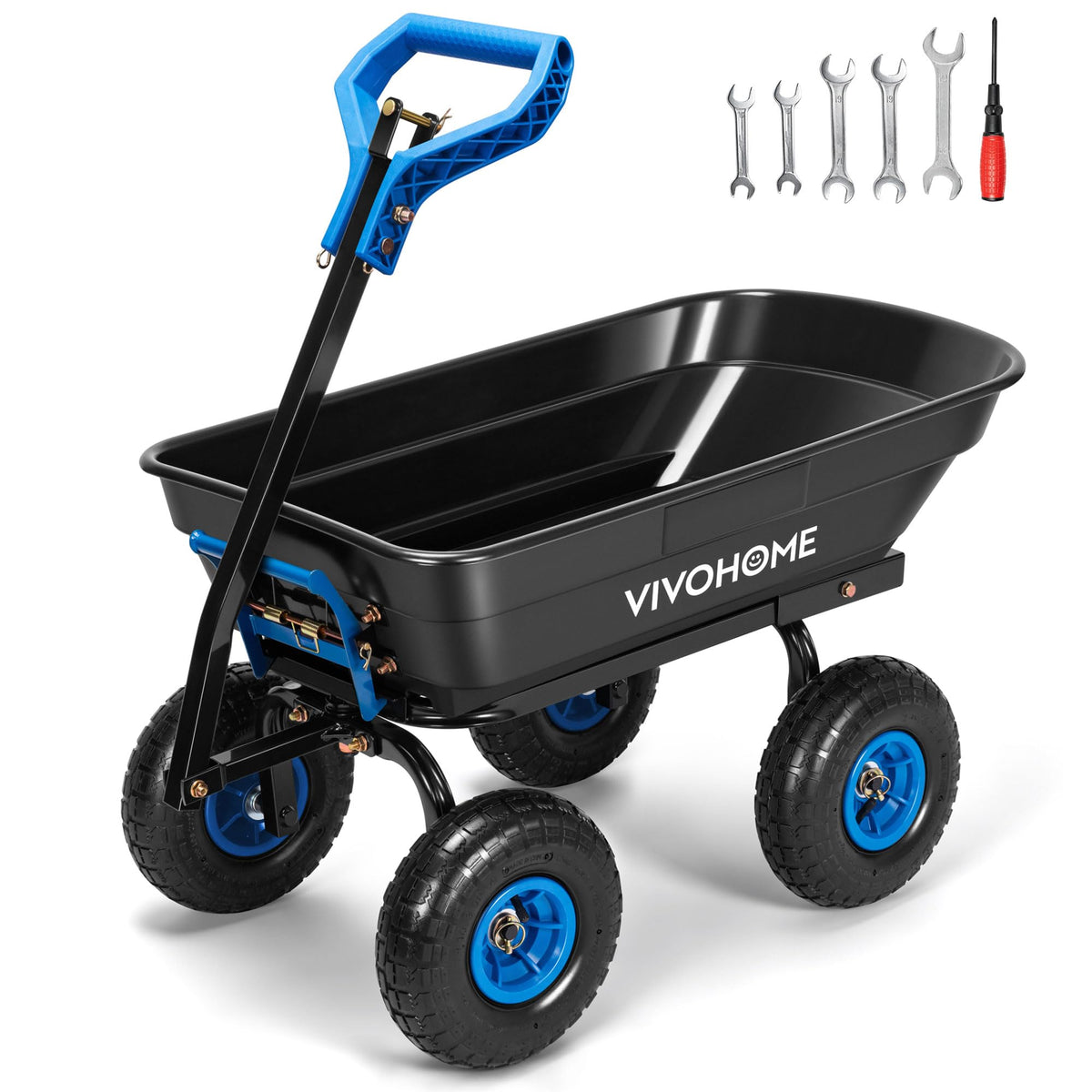 VIVOHOME 4 Cu.ft 660lbs Wheelbarrow Dump Garden Cart