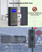 Smart Glass Door Lock,Perfiware 4in1 Biometric Fingerprint Glass Door Locks LG2315,2024 Drill-Free Keyless Entry Upgraded Door Locks,Great for Office,Home,Hotel,Apartment