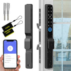 Sliding Glass Door Lock, Sliding Door Smart Lock with Fingerprint Keypad RFID Card Bluetooth App Key, 2885 Mortise Deep Pocket Patio Door Lock with Handle