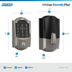 Schlage Encode Plus Smart WiFi Deadbolt Lock, Tap to Unlock, Satin Nickel