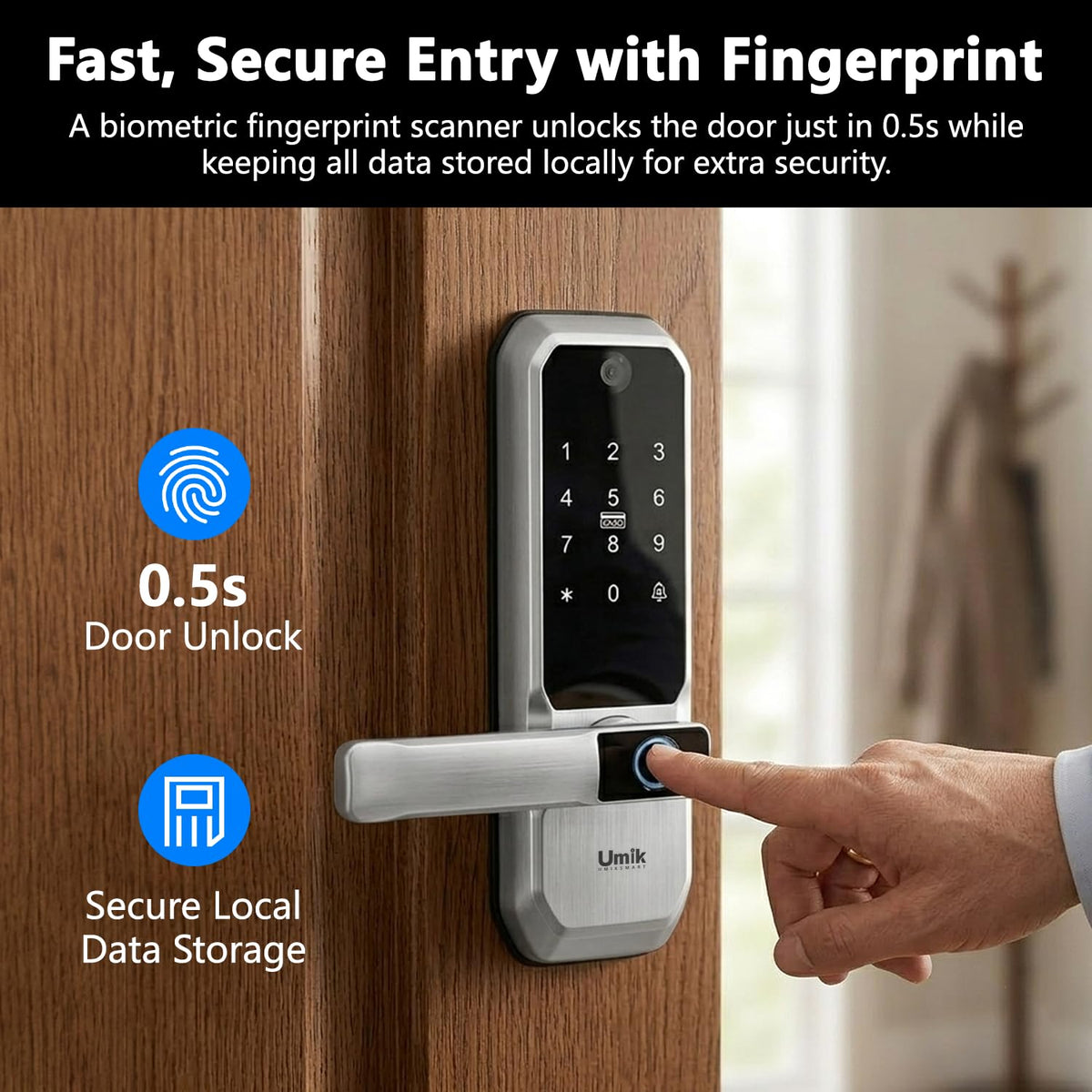 UMIKSMART WiFi Smart Door Lock with Camera, Fingerprint Keypad, App Control