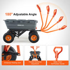 VEVOR 1500lbs Poly Garden Dump Cart Wheelbarrow Wagon with 2 in 1 Convertible Handle, Heavy Duty Yard Cart Wagon for with 13in All Terrain Wheels, Dump Trailer Tow Behind for Lawn Mower Tractor