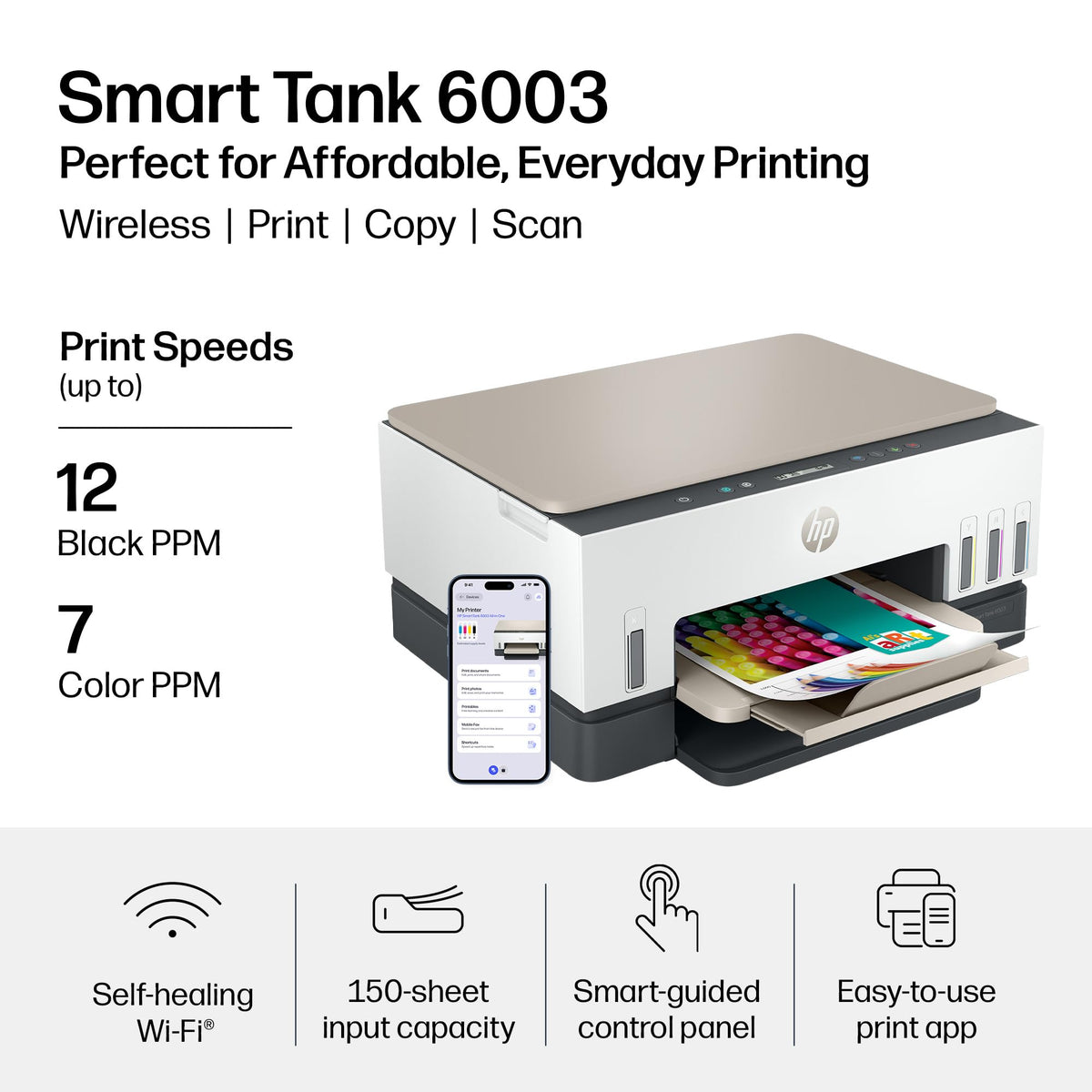 HP Smart Tank 6003 Ink Tank Printer | 3 Years of Ink Included | All-in-One