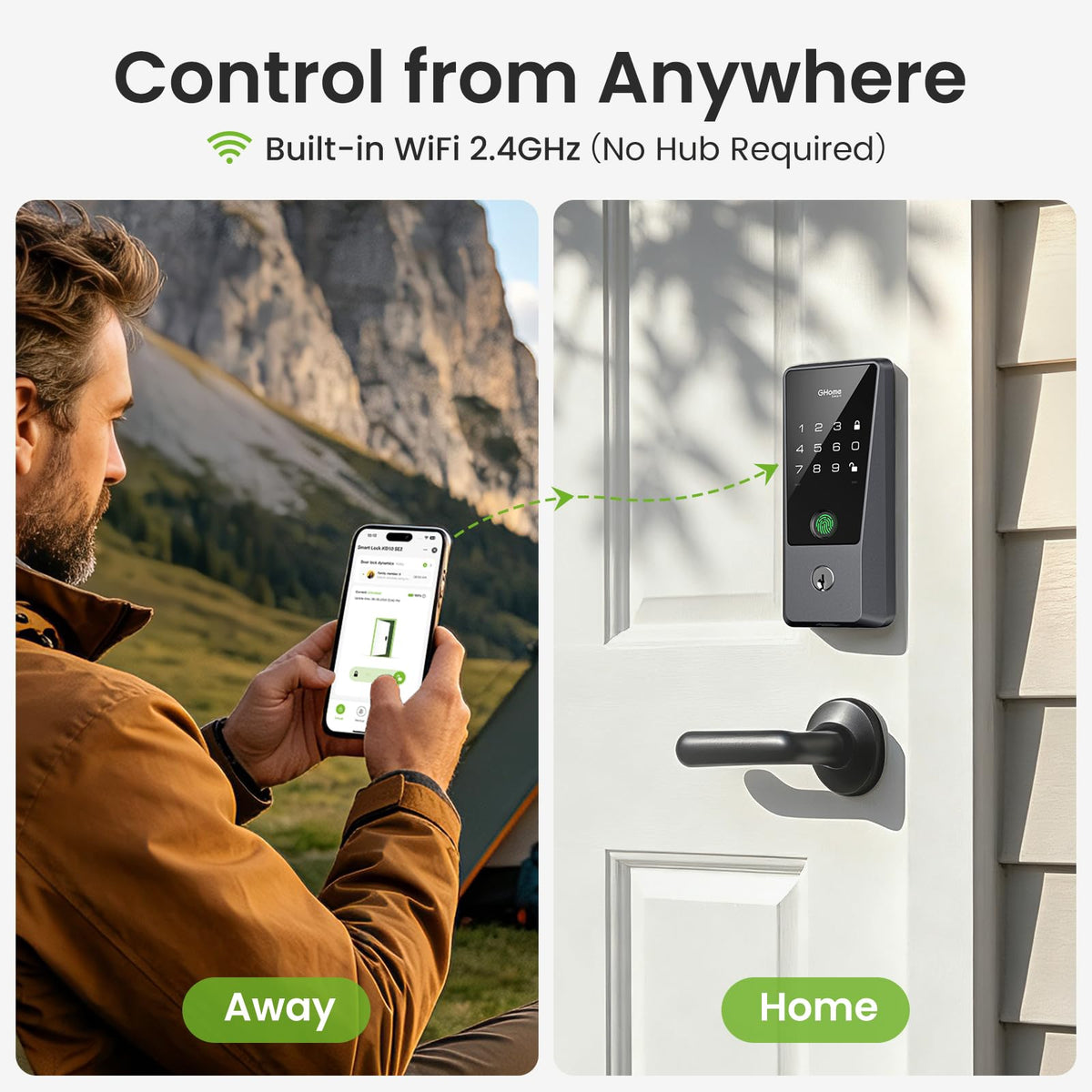 GHome Smart Door Lock with Fingerprint,Keypad & App Control for Front Doors