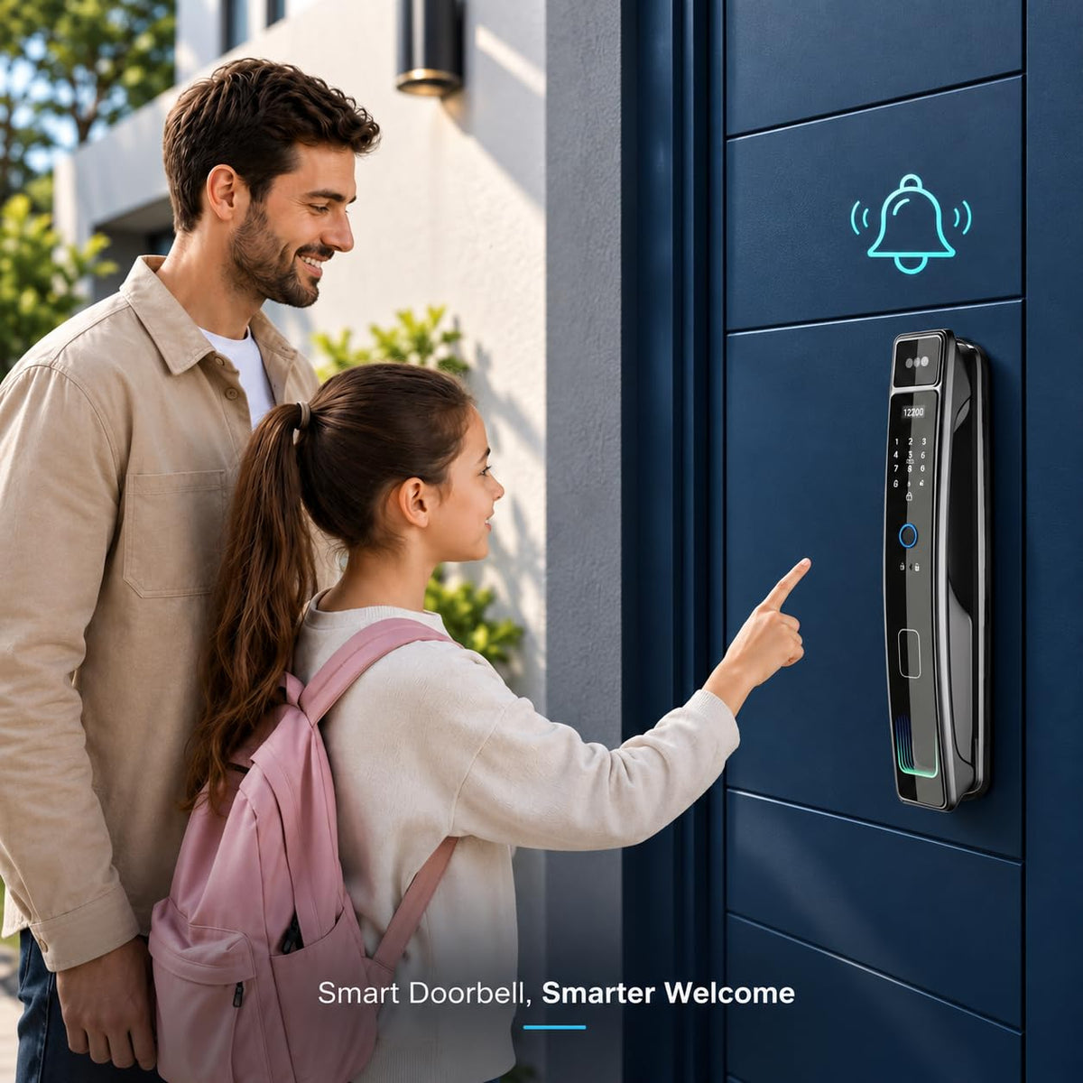 Smart Door Lock with Camera & 3D Face Recognition, Keyless Entry Door Lock with Fingerprint, Password, IC Card, App Control & Doorbell, Secure Mortise Lock for Front Door (Usmart App)
