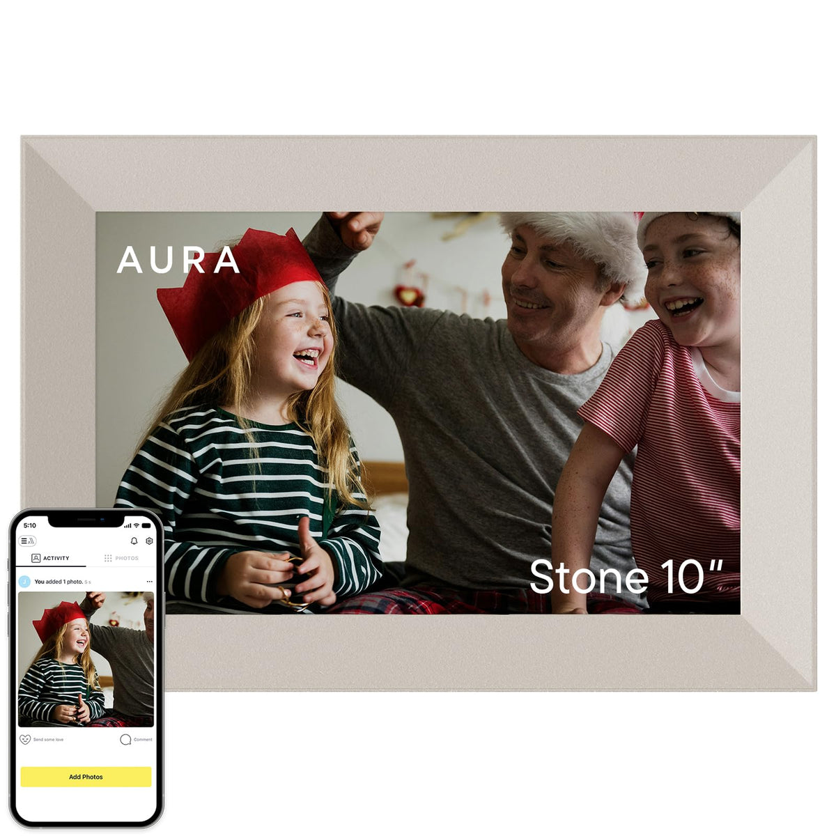 Aura Digital HD Picture Frame, Best Frame for Gifting, (10" - Carver Black)