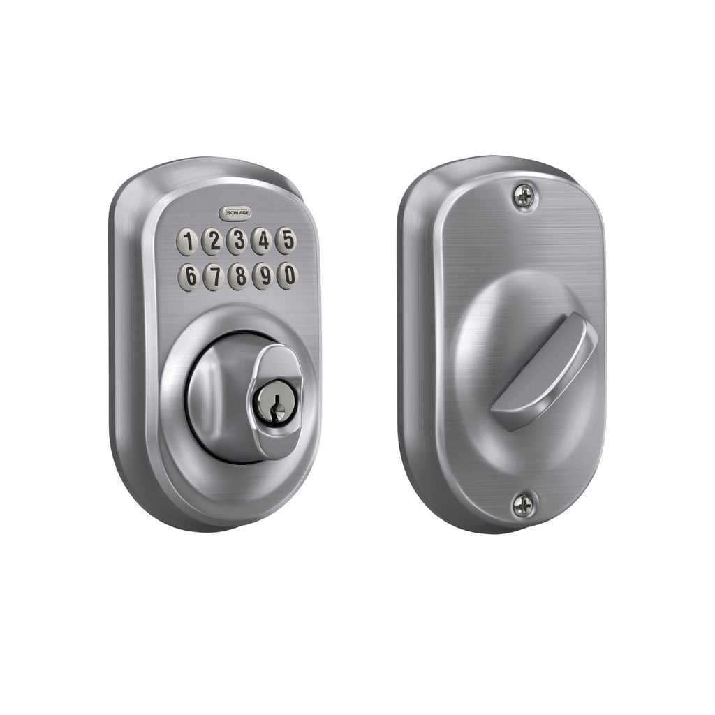 Schlage Electronic Keypad Deadbolt Lock, Camelot Trim, Satin Nickel
