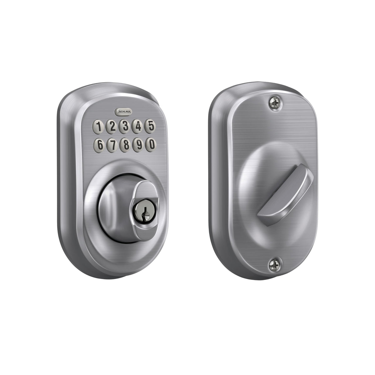 Schlage Electronic Keypad Deadbolt Lock, Camelot Trim, Satin Nickel