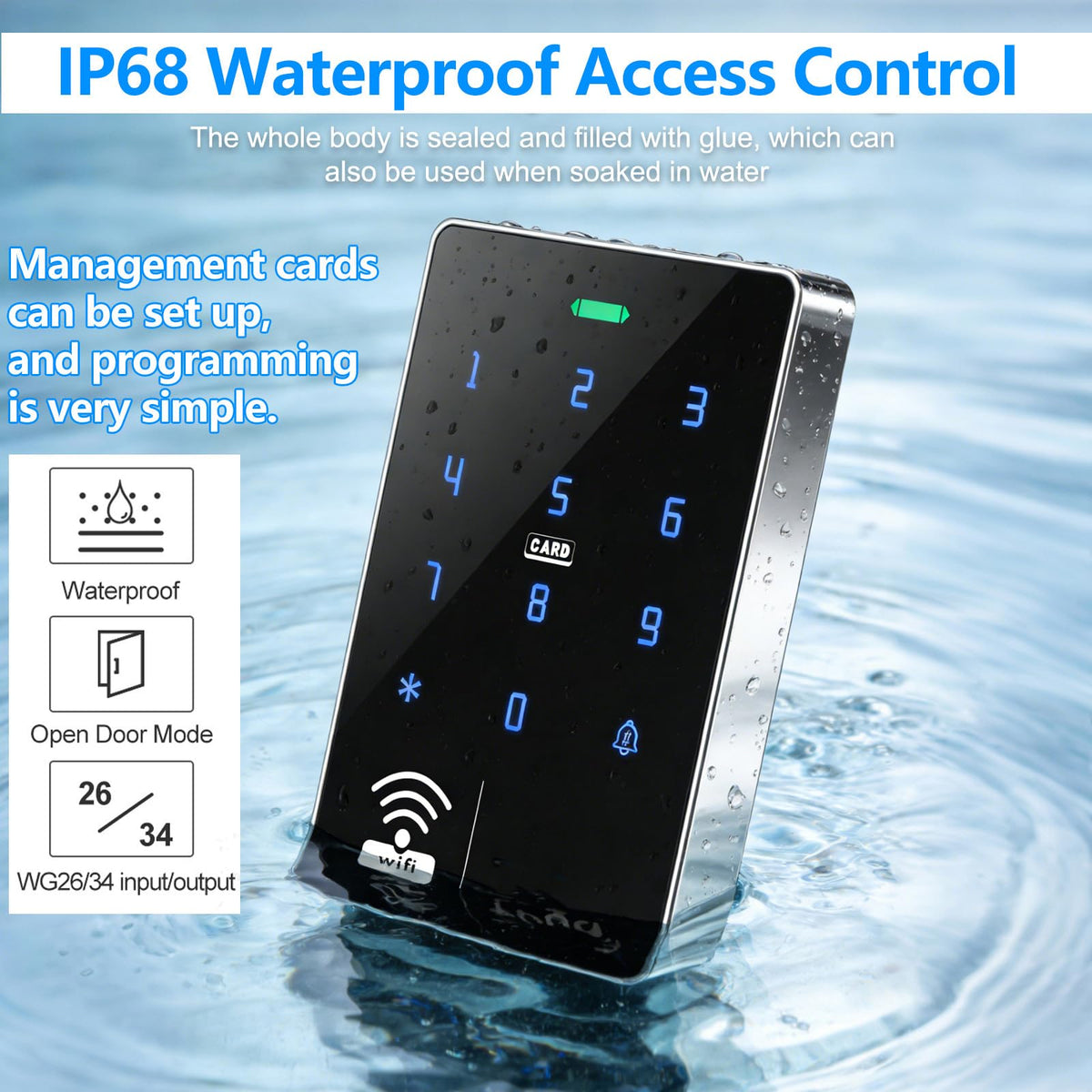 WiFi TUYA Complete Security Access System Kit with Waterproof RFID Touch Keypad Door Lock, Smart Remote Door Opener, App，600-Pound Electric Magnetic Lock + ZL, Metal Sensor Switch, Doorbel