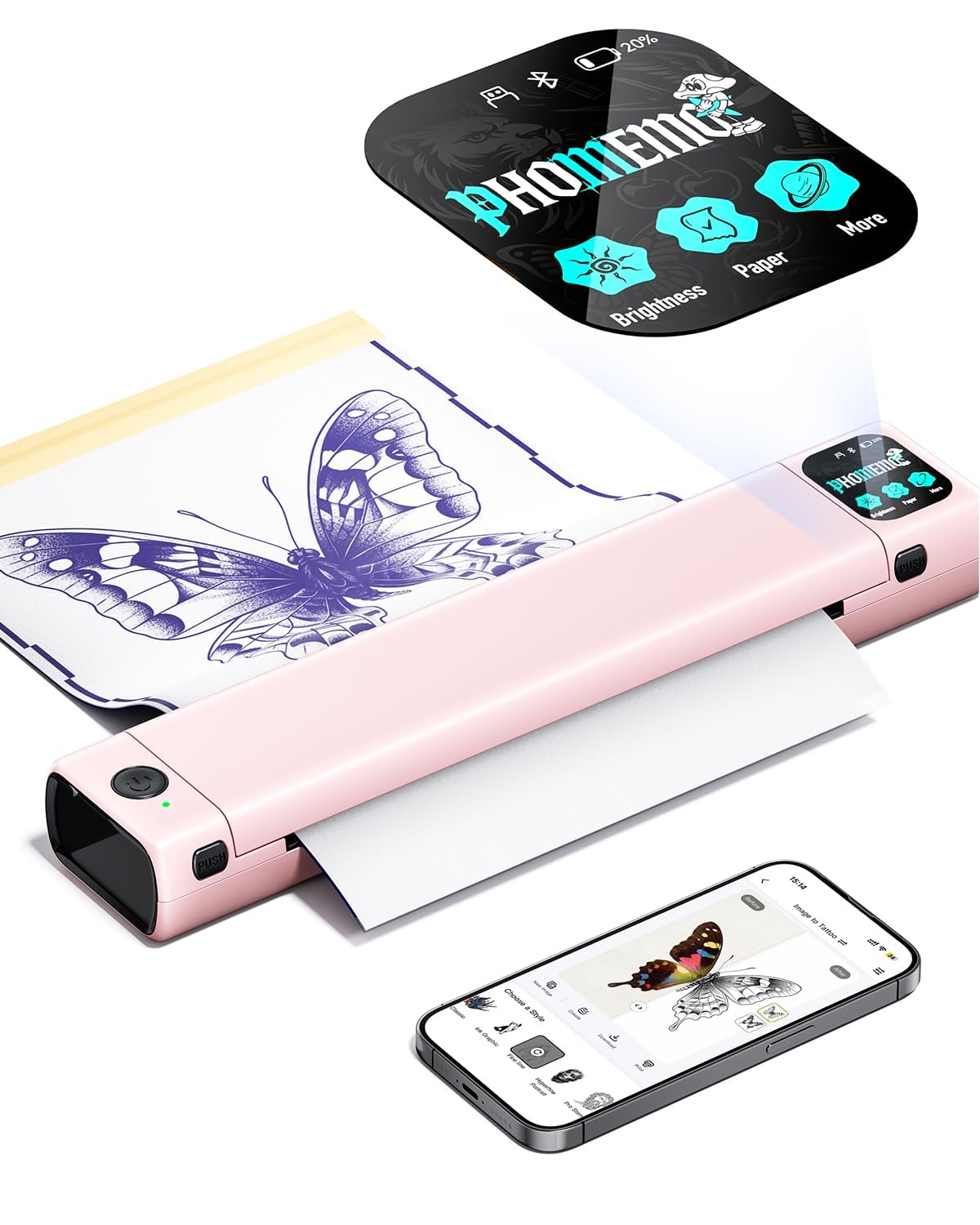 Phomemo M08F Plus Touchscreen Tattoo Stencil Printer, Bluetooth, Thermal