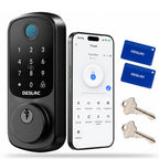 DESLOC B200 Fingerprint Smart Lock with 2 Lever Handles Set,Front door lock
