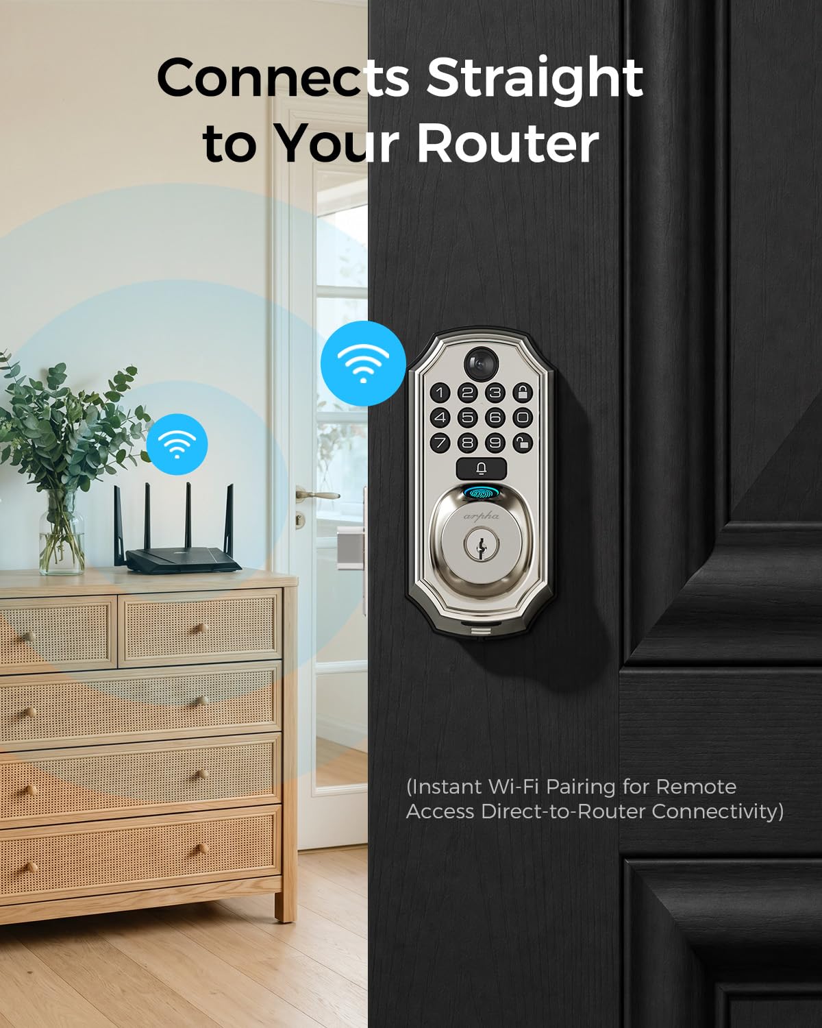 WiFi Camera Smart Lock, 5-in-1 Keyless Deadbolt for Front Door