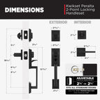 Kwikset Peralta Front Door Lock Handle and Deadbolt Set, Entry Handleset Exterior with Interior Reversible Lever, Matte Black, Pick Resistant SmartKey Rekey Deadbolt Security