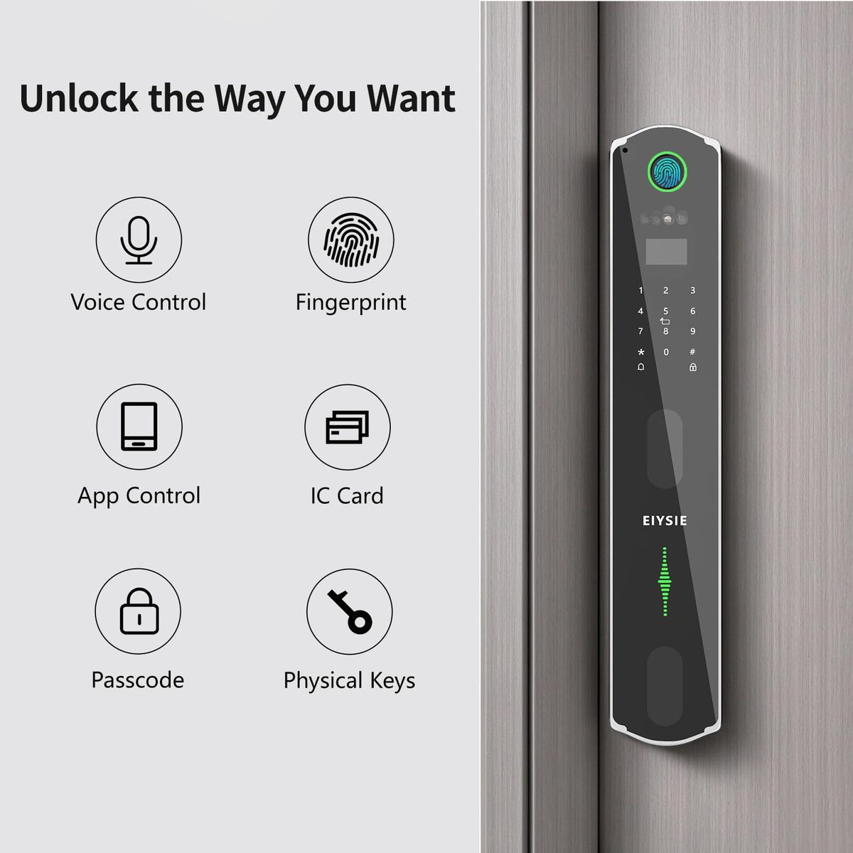EIYSIE WiFi Smart Lock for Front Door, 6-in-1 Keyless Deadbolt, No Camera