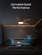 DREO Smart RGBIC Ceiling Fans with Lights, Low profile Ceiling Fan with Alexa/App, 52'' Dimmable Lighting & Color Tuning, 25dB Quiet for Living Room, Game Room, Easy Installation, Black, 2026 Upgraded