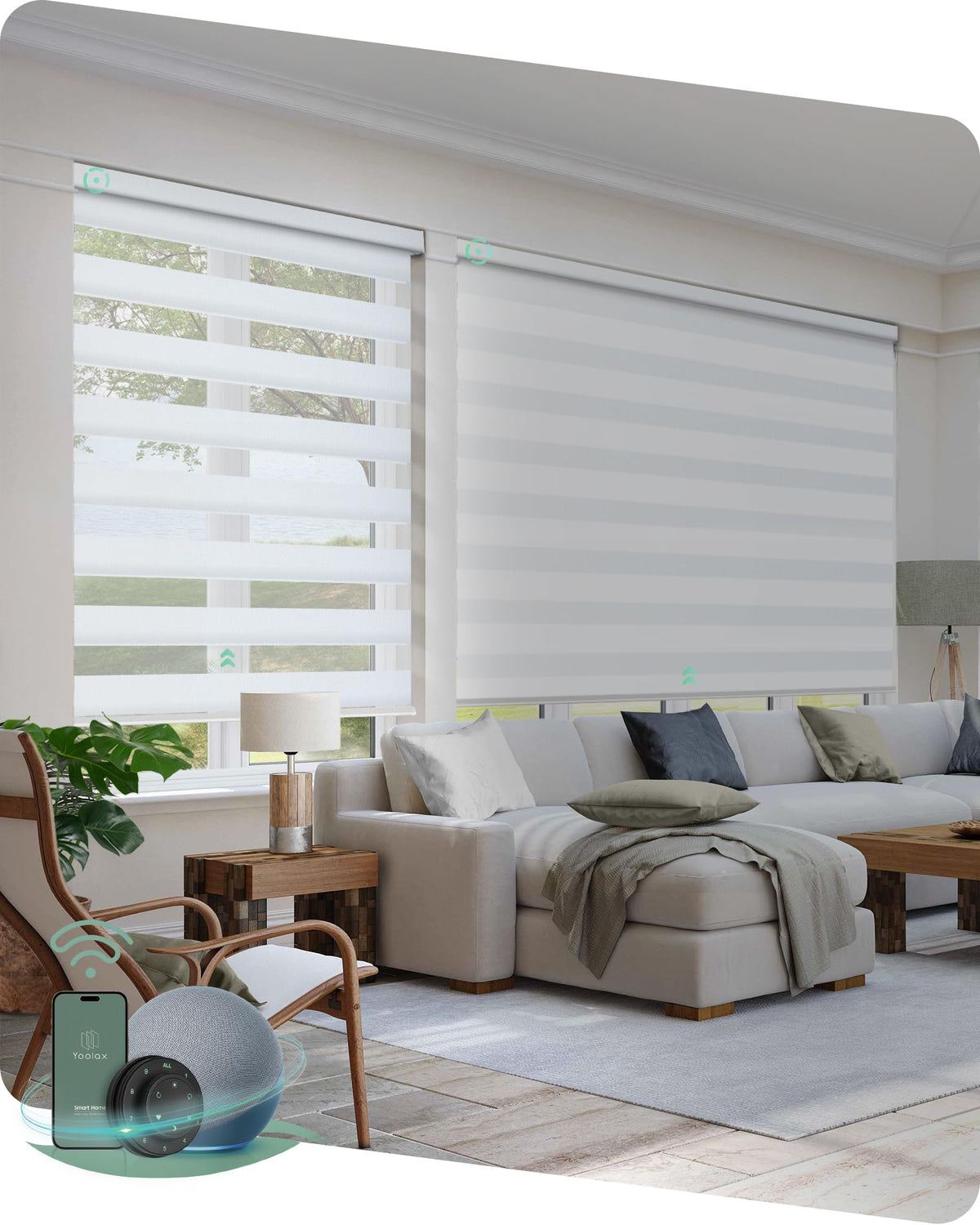 Yoolax Motorized Zebra Blinds with Remote, Room Darkening Smart Blinds