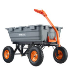 VEVOR 7 Cu.Ft 1200LBS Poly Garden Cart Dump Wagon, Heavy Duty Wheelbarrow with 2-in-1 Convertible Handle and 13" Flat Free Tires, Utility ATV Trailer Yard Dump Cart Tow Behind for Lawn Mower Tractor