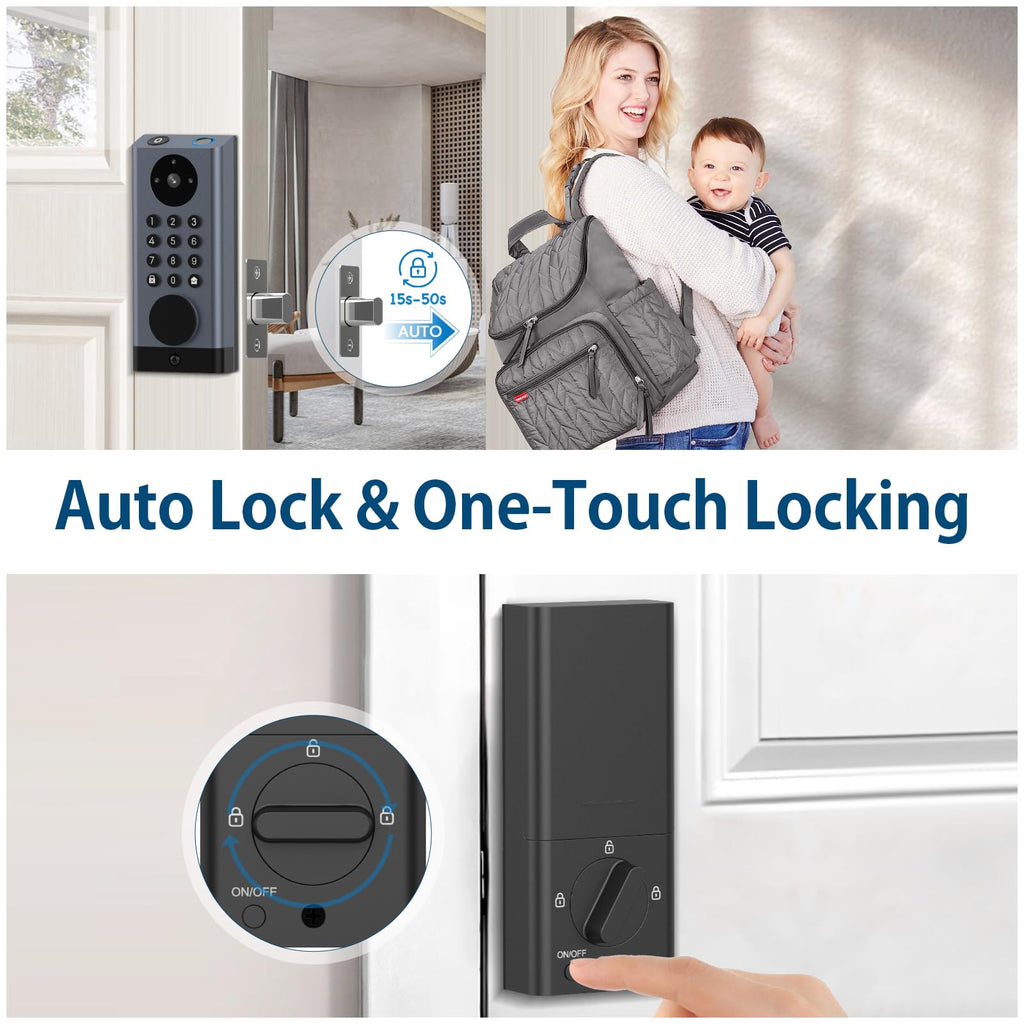 Front Door Lock with Camera, Video Doorbell Smart Deadbolt