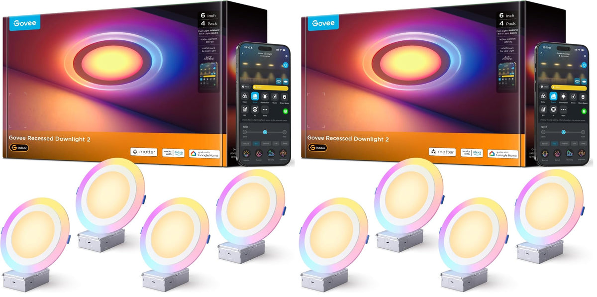 Govee Smart Recessed Lighting 6 Inch, LED Recessed Light 1100LM, 4 Pack