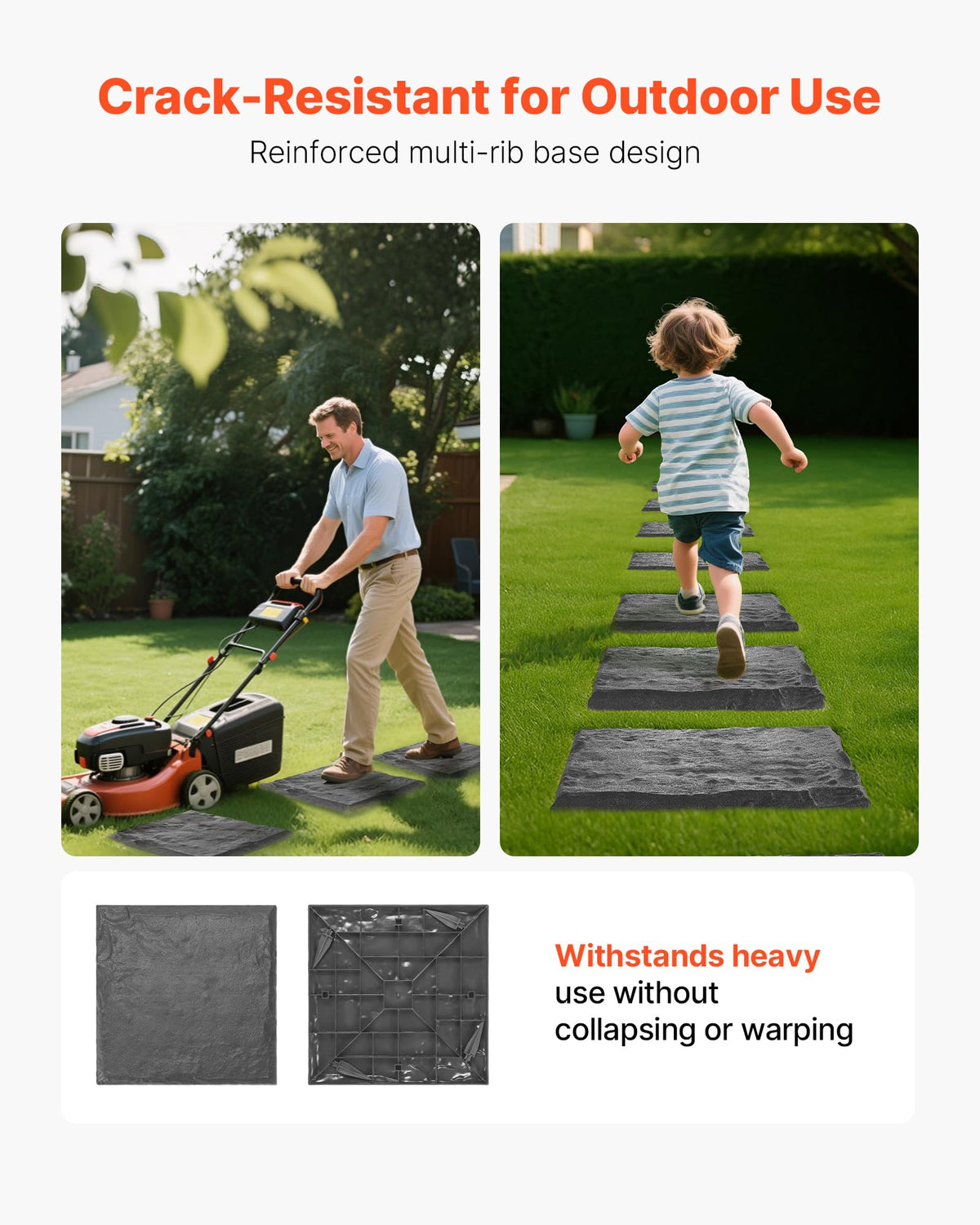 VEVOR Garden Stepping Stones 16Pcs 15.5x15.5" Plastic Pathway Pavers Grey