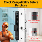Sliding Glass Door Lock, Sliding Door Smart Lock with Fingerprint Keypad RFID Card Bluetooth App Key, 2885 Mortise Deep Pocket Patio Door Lock with Handle