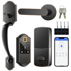Fingerprint Smart Front Door Lock Set, Keyless Entry Door Lock with Handle, Smart Door Locks, Front Door Handle with Keypad and Deadbolt, Touchscreen, APP Control, Oil Rubbed Bronze