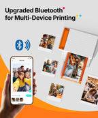 Liene Amber M110 Bluetooth Portable Photo Printer for iPhone, Thermal Dye Sublimation, Includes 80 Sheets, 60 4x6 Inch Sheets, 20 3 Inch Square Sticker Sheets and 2 Cartridges
