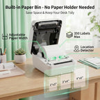 Bluetooth Thermal Shipping Label Printer with Built-in Label Bin, Wireless 4x6 Label Printer for iPhone, Android, Windows & Mac, Includes 50 Labels, Works with USPS, UPS, Amazon, Etsy, Shopify, White