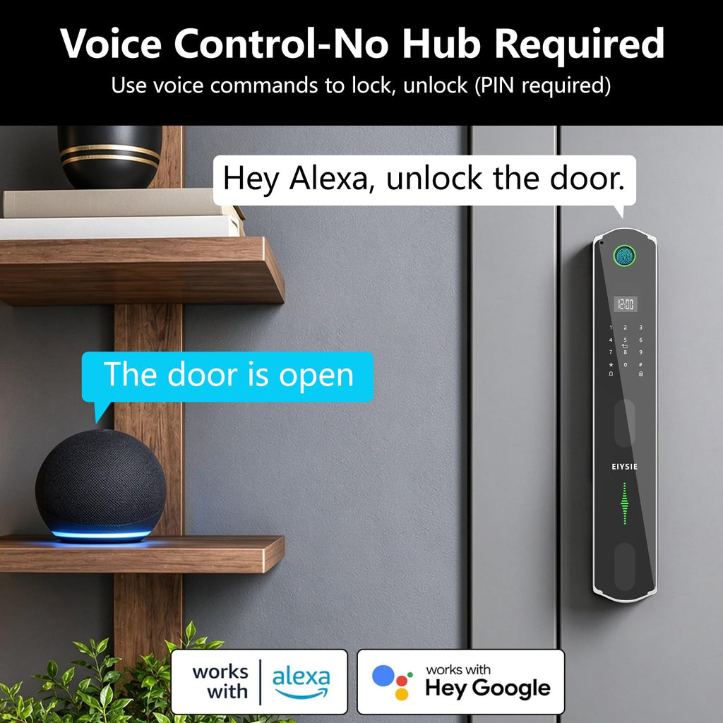 EIYSIE WiFi Smart Lock for Front Door, 6-in-1 Keyless Deadbolt, No Camera