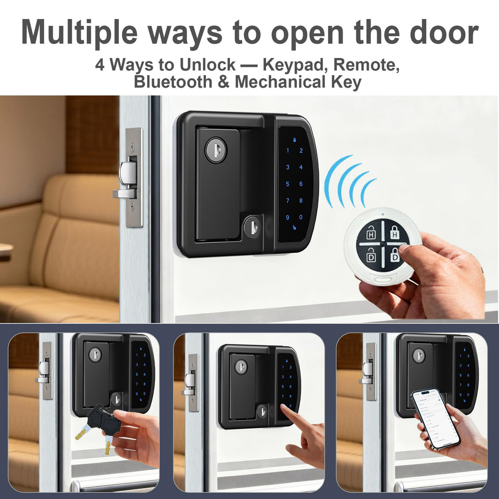 RV Door Lock Replacement, All-Metal Smart Keyless Entry Camper Door Lock