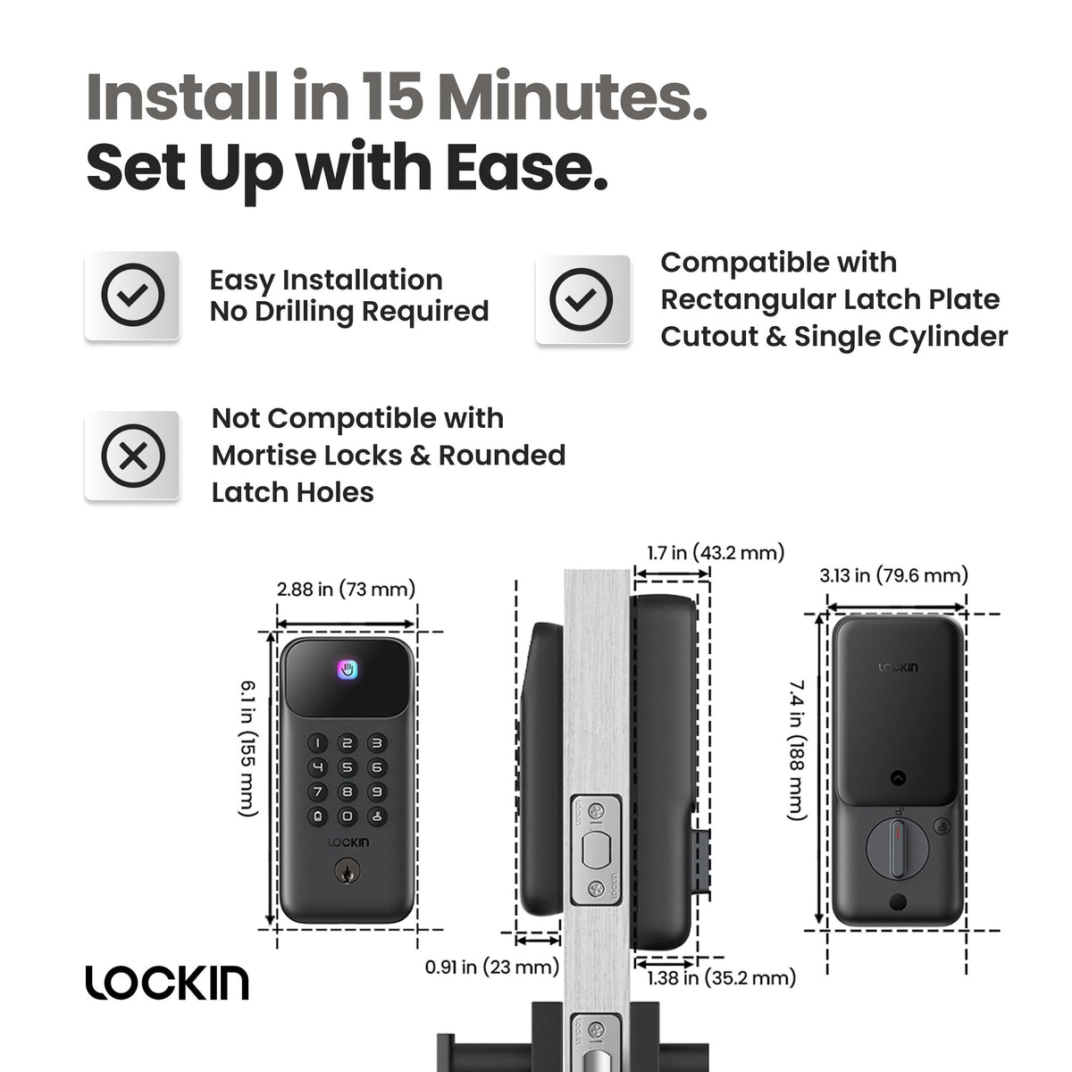 Veno Go, Palm Vein Keyless Entry Smart Lock, 7-Month Battery