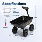 VIVOHOME 4 Cu.ft 660lbs Wheelbarrow Dump Garden Cart