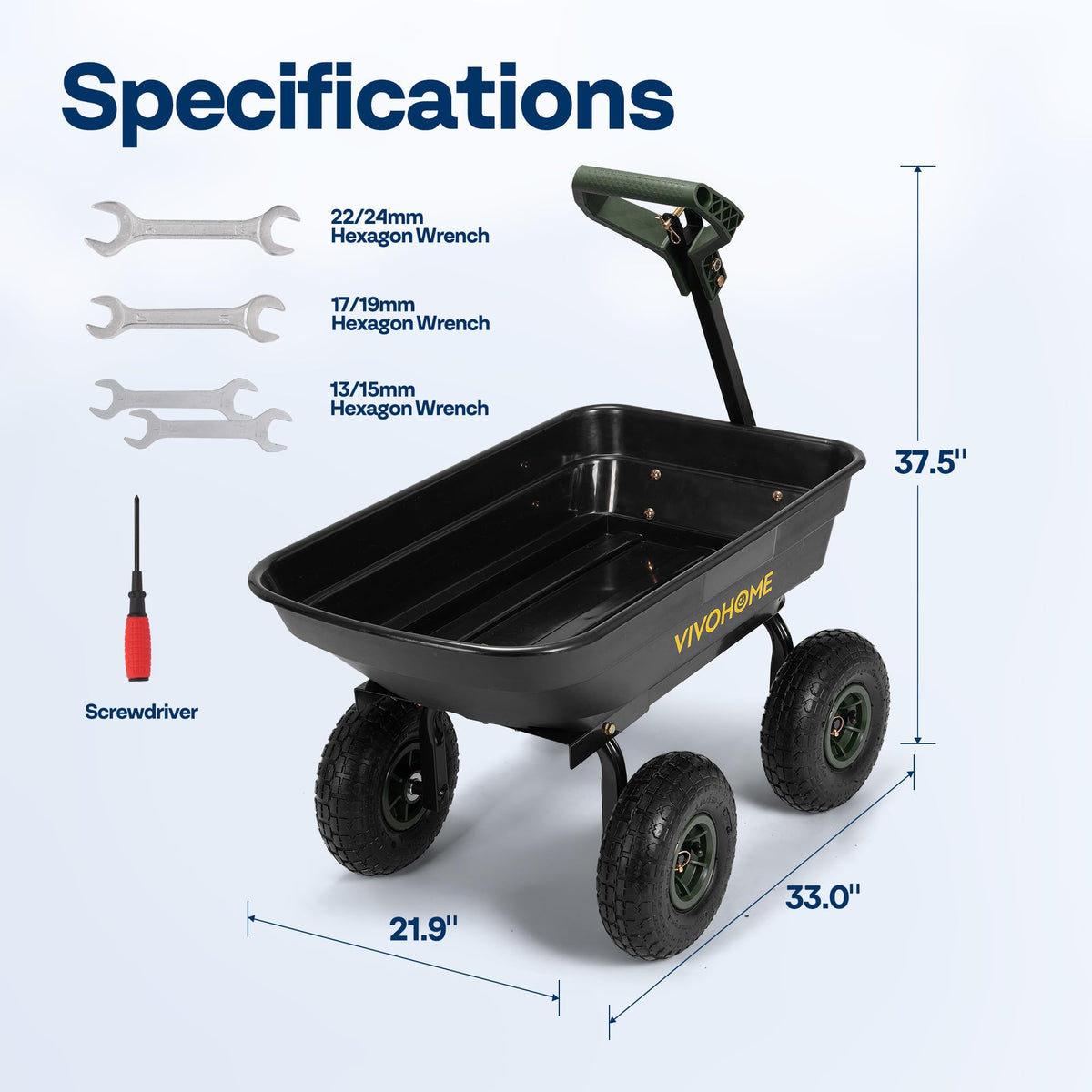 VIVOHOME 4 Cu.ft 660lbs Wheelbarrow Dump Garden Cart