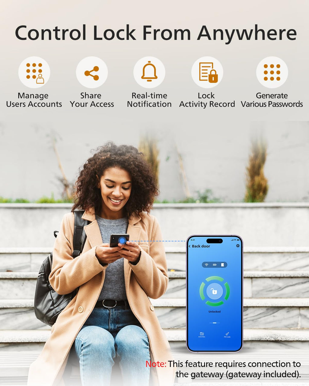 Philips Wi-Fi Smart Deadbolt with 2 Handles, Front Lock Set with Gateway